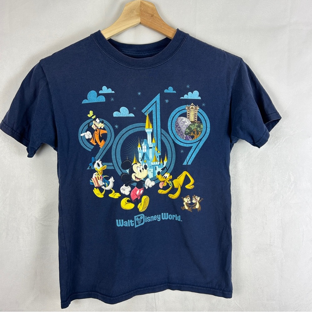 DISNEY Parks 2019 T Shirt Kids‎ Size Medium Mickey Goofy Blue